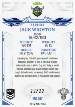 2023 NRL Traders Elite - Mojo Sapphire #MS017 Jack Wighton Back